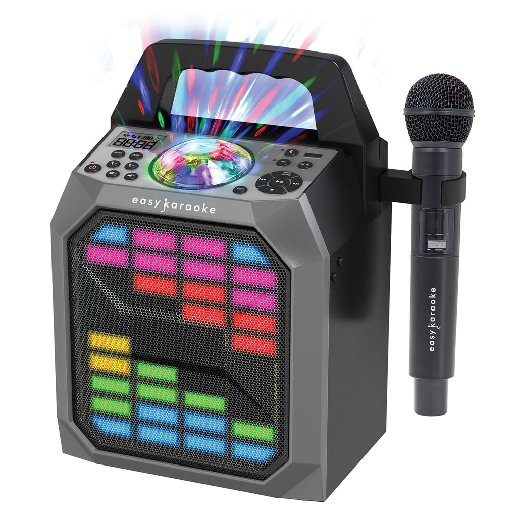 Easy Karaoke Bluetooth® Party Hub with Light Show and Wireless Microphone
